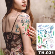 Tatuagem adesiva temporária, à prova d'água, pequena, padrão de suculentas, transferência de água, arte corporal de plantas, flash 2024 - compre barato