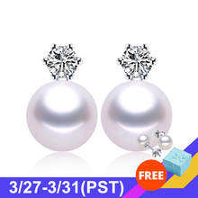 Classic Princess Earrings 100% real freshwater pearl earrings for women white/pink/purple hot seeling 925 silver jewelry E008 2024 - buy cheap