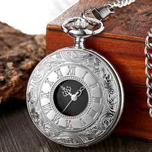 Retro Bronze Vintage Pocket Watch Necklace Chain Pendant Black Antique Steampunk Mens Quartz Pocket Watches Relogio De Bolso 2024 - buy cheap