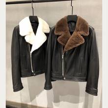100% Real Sheepskin Genuine Women Coats 2020 Natural Sheepskin Leather Windbreaker Mink fur Jacket Soft H1202 2024 - buy cheap
