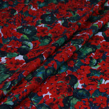 Bonito vermelho gerânio flor tecido 100% algodão popeline tecido diy casa retalhos material de costura para as mulheres vestido verão 2024 - compre barato