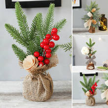 Mini árbol de escritorio de Navidad, decoración de temporada interior, oficina, hogar, decoración pequeña, decoración de fiesta de navidad 2024 - compra barato