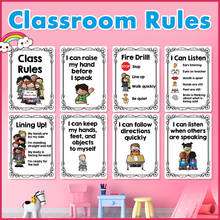 20Pcs/Set English Classroom Rules Kindergarten A4 decoration Posters Kids Montessori Cards Educational school poster 2024 - buy cheap