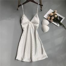 Hot sale Polka Dot Sling Chest Pad Nightdress Women Summer Sexy Nightwear Thin Casual Home Wear Cute Tempting white Nightgown 2024 - buy cheap