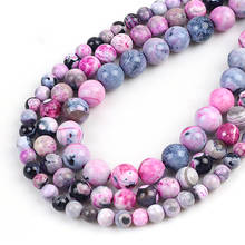 Wholesale Natural Pink Black Agates Beads Round Loose Stone Beads For Making Jewelry DIY Bracelet Charms 15'' 6/8/10mm 2024 - buy cheap
