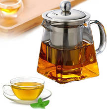 Термостойкий стеклянный чайник, фильтр из нержавеющей стали с подогревом, квадратный фильтр для цветочного чая 2024 - купить недорого
