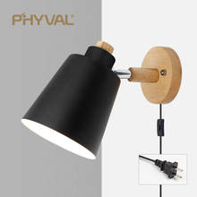 PHYVAL Nordic Wall Lamp With Switch Iron Wall Lamp E27 Macaroon 6 Color Bedside Wall Lamp Led EU/US Plug Wall Sconce Light 2024 - buy cheap