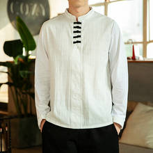 2022 Traditional Chinese Style Tops Men Shirt Hanfu Fashion Dragon Retro Clothes Tang Suit Cotton Linen Streetwear 2024 - buy cheap