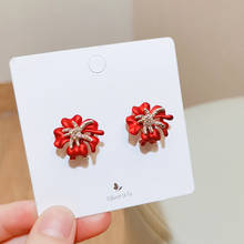 Korean Fashion Charm Flower Earrings For Women Sweet Red Flowers Stud Earrings Female Elegant Party Jewelry Brincos Bijoux Gifts 2024 - compre barato