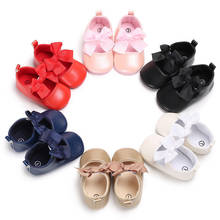 Newborn Infant Baby Girls PU Flats Soft Sole Party Shoes Cute Bow Slip-On Girls Shoes First Walkers 0-18M 2024 - buy cheap