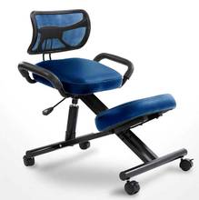 Silla de rodillas de diseño ergonómico con espalda y ASA, silla de oficina para arrodillarse, postura ergonómica de cuero, negra con rueda 2024 - compra barato