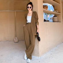 Spring Autumn Women Blazer and Pants Two Piece Suits Sets Fashion Korean Loose Casual Elegant Jacket Wide Leg Trousers Outfits 2024 - buy cheap
