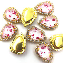 Rose Red Eggshell Drop Crystal Buckle Gold Bottom Flatback Sew On Crystal Button For Nail Art Decorations/DIY Jewelry/Garment 2024 - buy cheap