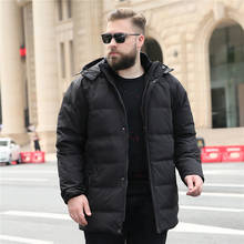 Новая зимняя мужская теплая куртка модная повседневная куртка длинная толстая большой размер 8XL 9XL 10XL Мужская черная зимняя куртка с капюшоном 2022 - купить недорого