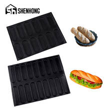 SHENHONG 2 Types Hot Dog Baguette Baking Moulds Bread Molds Bun Form Perforated Glass Fiber-Silicone Bakeware Kitchen Tools 2024 - buy cheap
