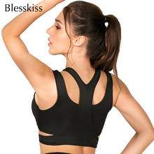 Blesskiss Back Zipper Padded Sports Bra Women Yoga Top Black Push Up Fitness Crop Top Clothing Sport BH Gym Bra 2024 - buy cheap