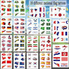Тату-наклейка с национальным флагом, тату для Кубка мира, 18 различных татуировок с национальным флагом, США, Аргентины, Португалии, Бразилии 2024 - купить недорого