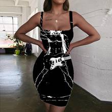 Женское музыкальное платье KYKU, черно-белое пляжное платье с 3D-принтом в стиле хип-хоп, лето 2019 2024 - купить недорого
