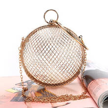 Fashion Design Metal Hollow Out Handbags Round Women Day Clutches Party Bag Gold Color Evening Bags Female Chain Shoulder Bag 2024 - buy cheap