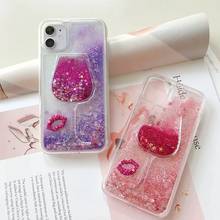 Glitter Liquid Quicksand Case on for Coque Huawei P8 P9 Lite 2017 P10 P20 P30 P40 Lite P40 Pro Plus Case Lip Wine Glass Cover 2024 - buy cheap