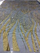 Tecido de lantejoulas e glitter dourado, renda de tule francês, tecido africano de lantejoulas douradas/casamento/vestido/vestido de festa 2024 - compre barato