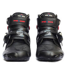 Botines de cuero para motociclista, botas de carreras de velocidad, calzado de moto de calle, zapatos de equipo de protección 2024 - compra barato