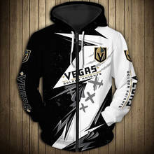 Vegas men's casual 3D zipper hoodie stitching design metal helmet printing Golden Knights sweatshirt 2024 - buy cheap