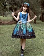 Palácio gótico sweet lolita vestido de princesa lolita bowknot impressão bandagem vestido do victorian do vintage menina kawaii gothic lolita jsk 2024 - compre barato