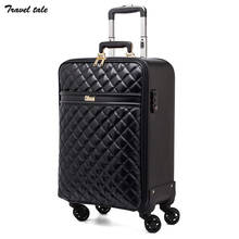 TRAVEL TALE new 16"18"20"24"inch spinner leather retro trolley bag suitcase hand luggage for lady 2024 - buy cheap