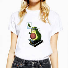 Camisas de verão femininas, camiseta feminina com desenho kawaii abacate, manga curta, camiseta branca, engraçada, vegano, bonito, camiseta, feminina 2024 - compre barato