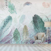 Milofi custom large 3D wallpaper mural Nordic watercolor feather abstract line bedroom background wall decoration wallpaper 2024 - buy cheap