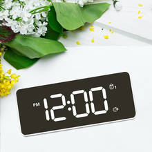 Reloj Digital de repetición para Despertador con efecto espejo y luz LED, despertador con luz electrónica, pantalla de temperatura de gran tiempo, relojes de mesa con carga USB 2024 - compra barato