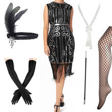 Vestidos Flapper para mujer, vestido del gran Gatsby con flecos y cuentas de los años 1920, con conjunto de accesorios xs-xxl 2024 - compra barato