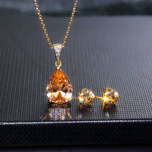 Zhouyang retro conjunto de jóias para mulheres coreano gota de água zircon cor ouro corrente colar brincos acessórios por atacado kas382 2024 - compre barato