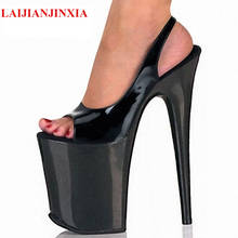 LAIJIANJINXIA-Sandalias de tacón alto de 23cm para mujer, zapatos de punta abierta con plataforma, a la moda, sexys, de boda, color negro 2024 - compra barato