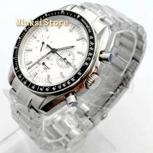 Bliger 40mm Luxury Machinery mens Watch without logo white dial week date indicator multifunction steel strap automatic watches 2024 - buy cheap