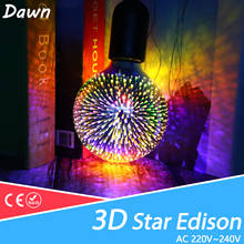 3D Fireworks Colourful LED Edison Bulb E27 LED Bulb ST64 A60 G80 G95 Edison LED Lamp 220V Holiday Christmas light 2024 - buy cheap