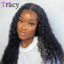 Tracy-Peluca de cabello humano ondulado de 13x4x1 para mujer, postizo de encaje frontal, parte en T, prearrancado, Remy Malayo 2024 - compra barato