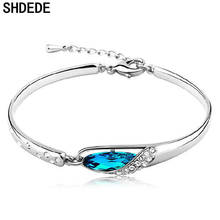 Shdede pulseiras charmosas femininas, braceletes de cristal austríaco azul, joias para festa, acessórios casuais 2024 - compre barato