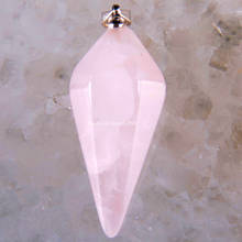 Подвеска для Для мужчин Для женщин Для мужчин Натуральный камень розовый кристалл кварца рейки пирамида из шестиугольного маятника бусы ожерелье кулон K1630 2024 - купить недорого