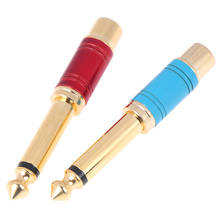 1pair RCA Jack Audio Connector 6.35mm Mono Plug To RCA Speaker Adapter 2024 - buy cheap