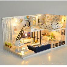 Casa de muñecas en miniatura 3D para niños, muebles de madera, rompecabezas artesanal, manualidades hechas a mano, juguetes para niños, incluye cubierta antipolvo 2024 - compra barato