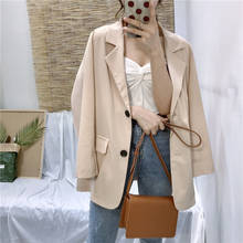 Chaqueta larga de ocio para mujer, Blazer coreano, color Beige y negro, para primavera y verano 2024 - compra barato