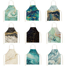 Marble pattern Printed Unisex Cleaning Art 53*65cm Aprons Home Cooking Kitchen Apron Wear Cotton Linen Adult Bibs Pinafore 46291 2024 - buy cheap