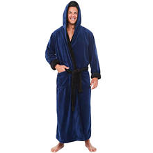 Mens Robes Winter Lengthened Robe Bathrobe Dressing Gown Hooded Home Clothes Men Sleepwear Cashmere Plush Shawl Bathrobe 2024 - buy cheap