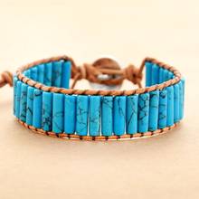 New Ethnic Femme Bracelet For Lover Semi Precious Stone Single Leather Wrap Bracelet Beads Couples Bracelet Jewelry 2024 - buy cheap