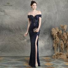 prom dresses 2022 black mermaid elastic party dress sexy split vestidos de gala boat neck long prom gown 2024 - buy cheap