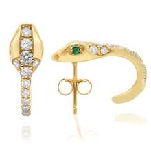 High Quality 1pair Brass Snake stud Earing for Women green white Rhinestone Snake Earrings hot 2021 2024 - buy cheap