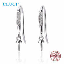 CLUCI  Wholesale 3 pairs 925 Sterling Silver Earrings Pearl Earring Mounting Zircon Earrings for Women SE160SB 2024 - buy cheap