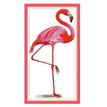 Набор для вышивки крестиком "фламинго", 14 карат, 11 карат, холст, вышивка крестиком, рукоделие, ручная работа 2024 - купить недорого